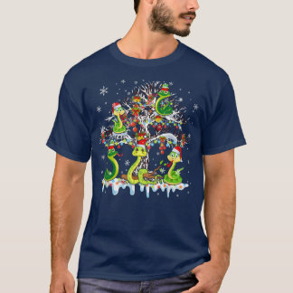 T-shirt Cinq Serpents amusants Père Noël sur Noël Arbre No
