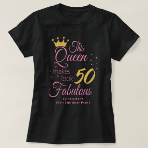 T-shirt Cinquante Fabuleux 50e Anniversaire Fête Rose Noir