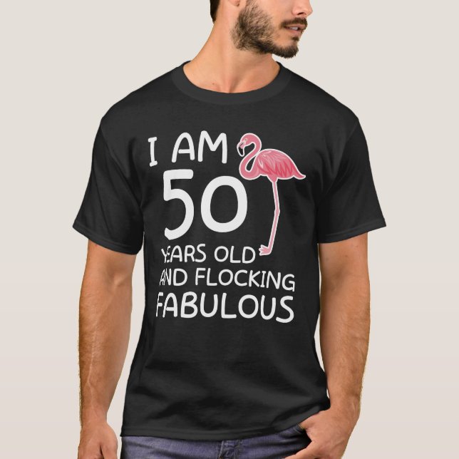T-shirt Cinquantième flocage d'anniversaire de Flamant (Devant)