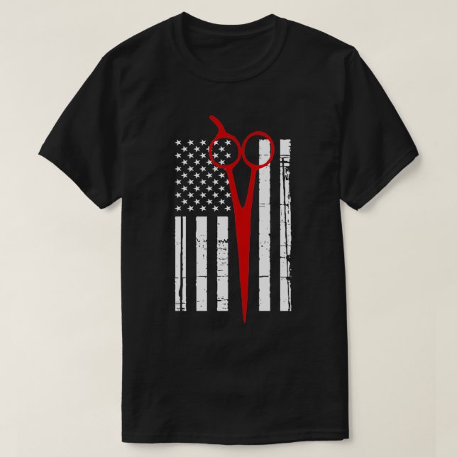 T-shirt Ciseaux avec drapeau américain (Design devant)