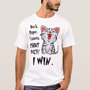T-shirt Ciseaux de papier roche Throat Punch I Win Cat F