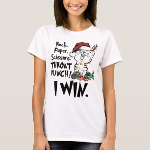 T-shirt Ciseaux de papier roche Throat Punch Je gagne Chat