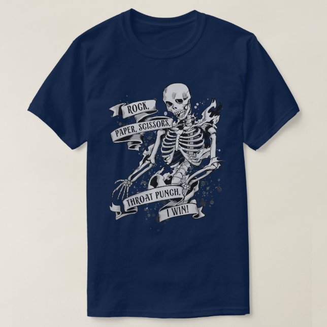 T-shirt Ciseaux de papier roche Throat Punch Je gagne Skel (Design devant)