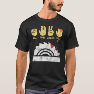 T-shirt Ciseaux de papier rocheux Table scie bois
