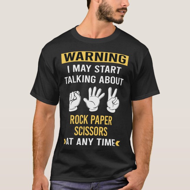 T-shirt Ciseaux de papier rock d'avertissement amusant (Devant)