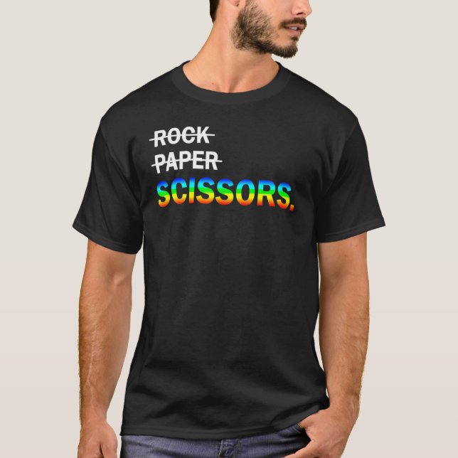 T-shirt Ciseaux De Papier Rock Lgbt Pour Lesbiennes Lesbie (Devant)