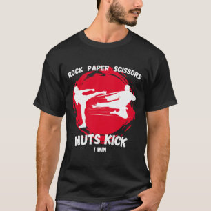 T-shirt Ciseaux de papier rock noix coup de pied Win Funny