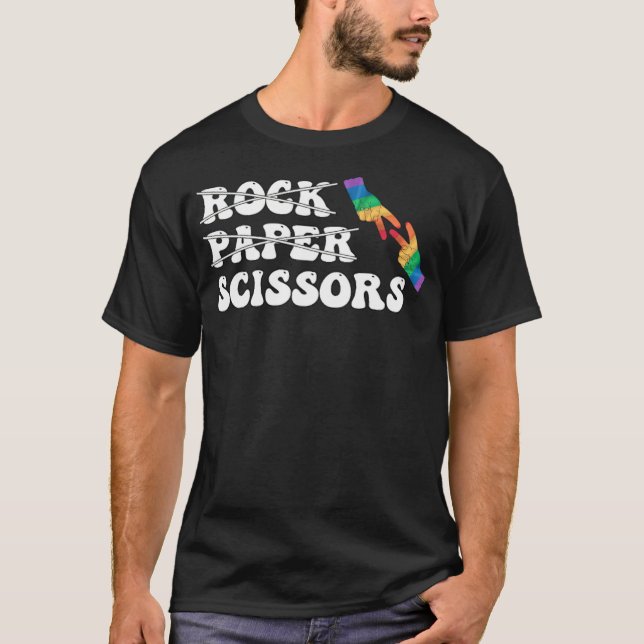 T-shirt Ciseaux de papier rock Sensibilisation LGBT pour l (Devant)