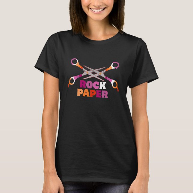 T-shirt Ciseaux Papier Rock Femmes Lgbt Couple Arc-En-Ciel (Devant)