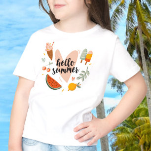 T-shirt Citation Bonjour Été Graphique Coloré Enfantin Pou