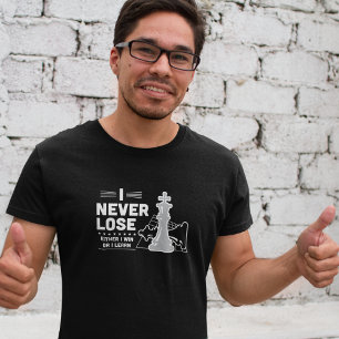T-shirt Citation de jeu d'échecs motivante noir et blanc