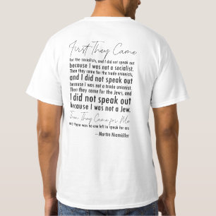 T-shirt ✊ Citation de Martin Niemöller "First They Came"