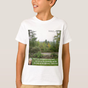 T-shirt Citation de sagesse de Robert Frost "La route moin