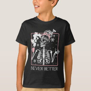 T-shirt Citation de squelette d'Halloween buvant du café N