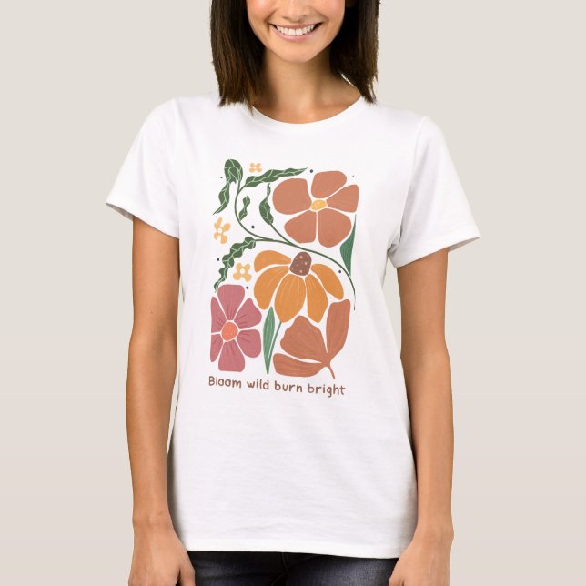 T-shirt Citation d'inspiration florale de Boho Retro (Devant)