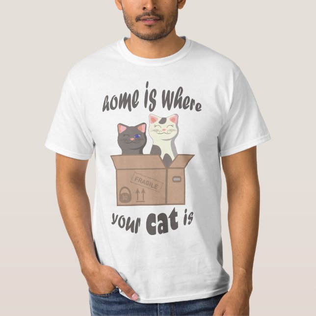 T-shirt Citation drôle Accueil est où est votre chat (Devant)