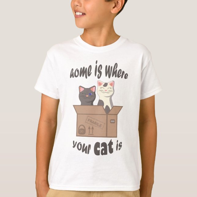 T-shirt Citation drôle Accueil est où est votre chat (Devant)