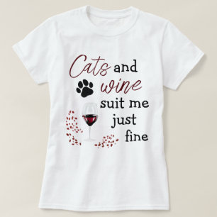 T-Shirt Citation Drôle Chats Vin Me Convient Parfa