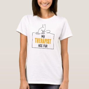 T-shirt Citation drôle d'amant de chat Mon thérapeute a de