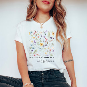 T-shirt Citation Inspiration Fleur sauvage Retro Watercolo