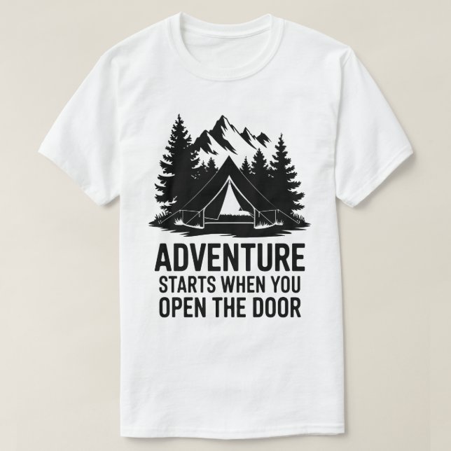 T-shirt Citation pour l'aventure de la porte de tente de l (Design devant)