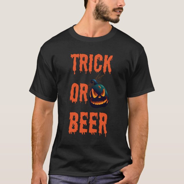 T-shirt Citation Pour L'Halloween De La Bière Ou De La Ban (Devant)