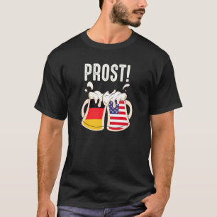 T-shirt Citation Prost Beer Mug Allemand Américain Drapeau