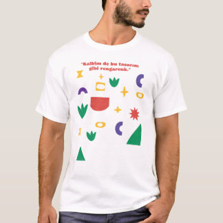 T-shirt citation turque à formes abstraites coloré