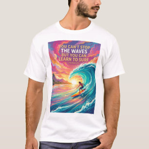 T-shirt citations surf surfant coloré style conception fon