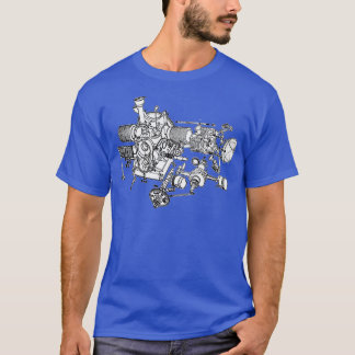 T-shirt Citroen 2CV moteur de dessin explosé