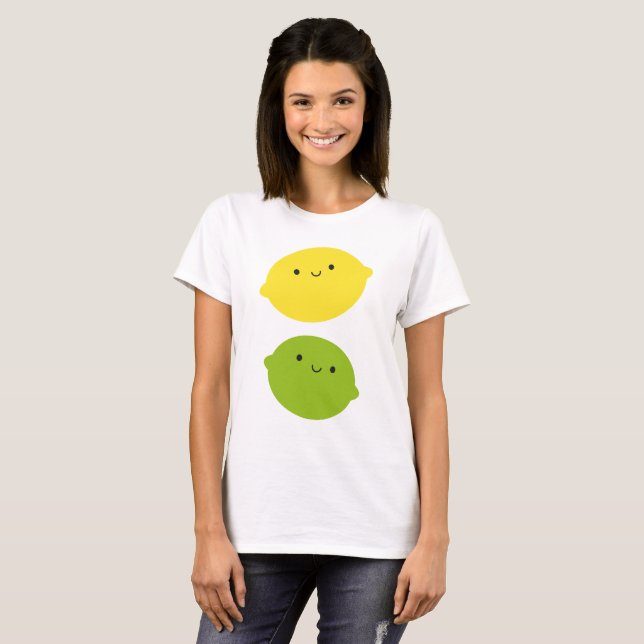 T-shirt Citron et chaux de Kawaii (Devant entier)