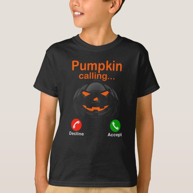 T-shirt Citrouille appelant Trick ou Treat Funny Halloween (Devant)