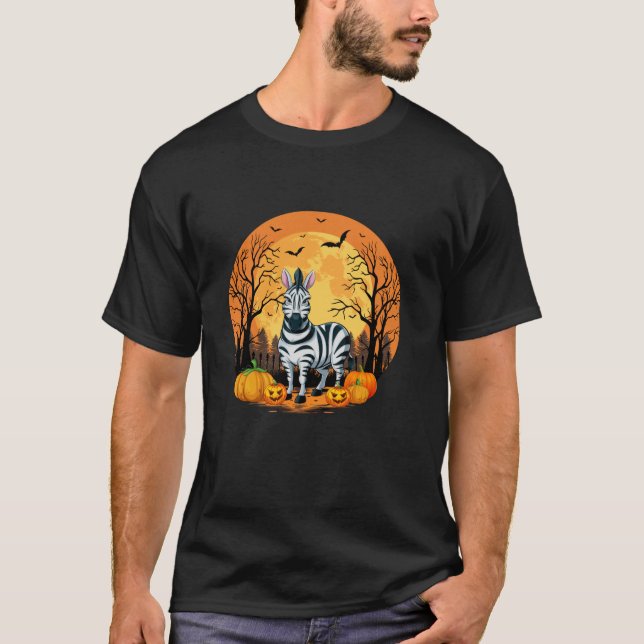 T-shirt Citrouille Avec Costume Amusant Halloween Zebra Lo (Devant)
