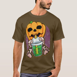T-shirt Citrouille Boire Boba Lazy Costume Halloween Jack