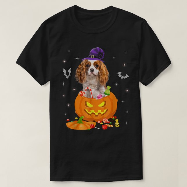 T-shirt Citrouille Cavalier King Charles Spaniel Halloween (Design devant)