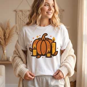 T-shirt Citrouille Cosy et Bougies Halloween Automne