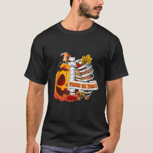 T-shirt Citrouille Crâne Cool Trace Ou Traiter Halloween