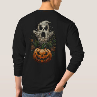 T-shirt Citrouille crânienne Halloween gothique en art poi