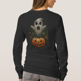 T-shirt Citrouille crânienne Halloween gothique en art poi