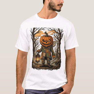 T-shirt Citrouille Créative Épouvantail Lanterne Hibou Hal