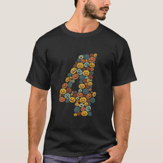 T-shirt Citrouille d'automne Boo Halloween 4e anniversaire