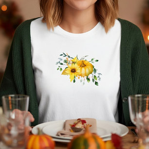 T-shirt Citrouille d'automne, tournesols et verdure