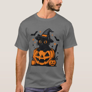T-shirt Citrouille de Chat Noir d'Halloween