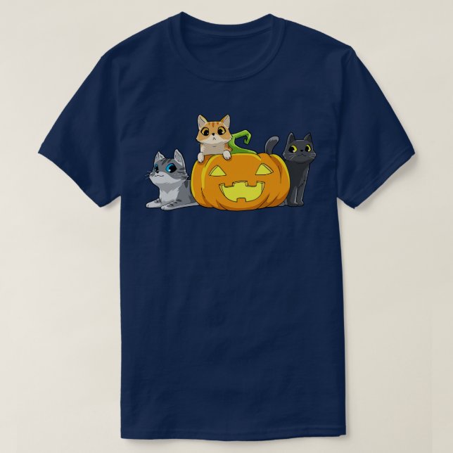 T-shirt Citrouille de chats d'Halloween (Design devant)