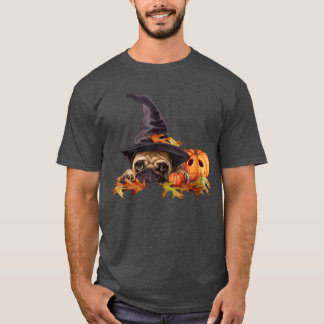 T-shirt Citrouille de sorcière carlin Halloween Lover Pugk