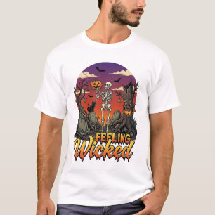 T-shirt Citrouille de squelette méchant Fefling arbre chat