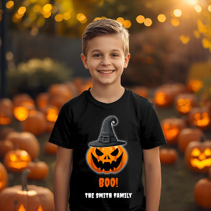 T-shirt Citrouille d'Halloween "BOO !" - Nom personnalisé