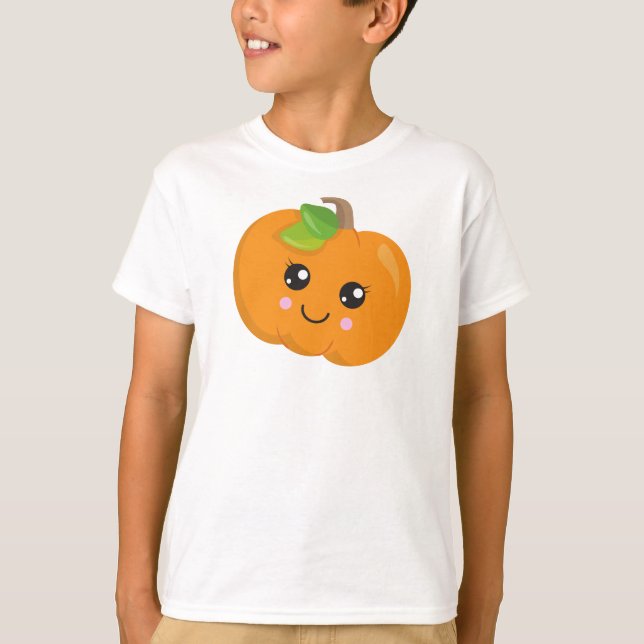 T-shirt Citrouille D'Halloween, Citrouille Souriant, Trick (Devant)