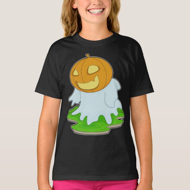 T-shirt Citrouille d'Halloween fantôme (Devant)