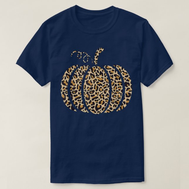T-shirt Citrouille Empreinte de léopard Automne saison épi (Design devant)